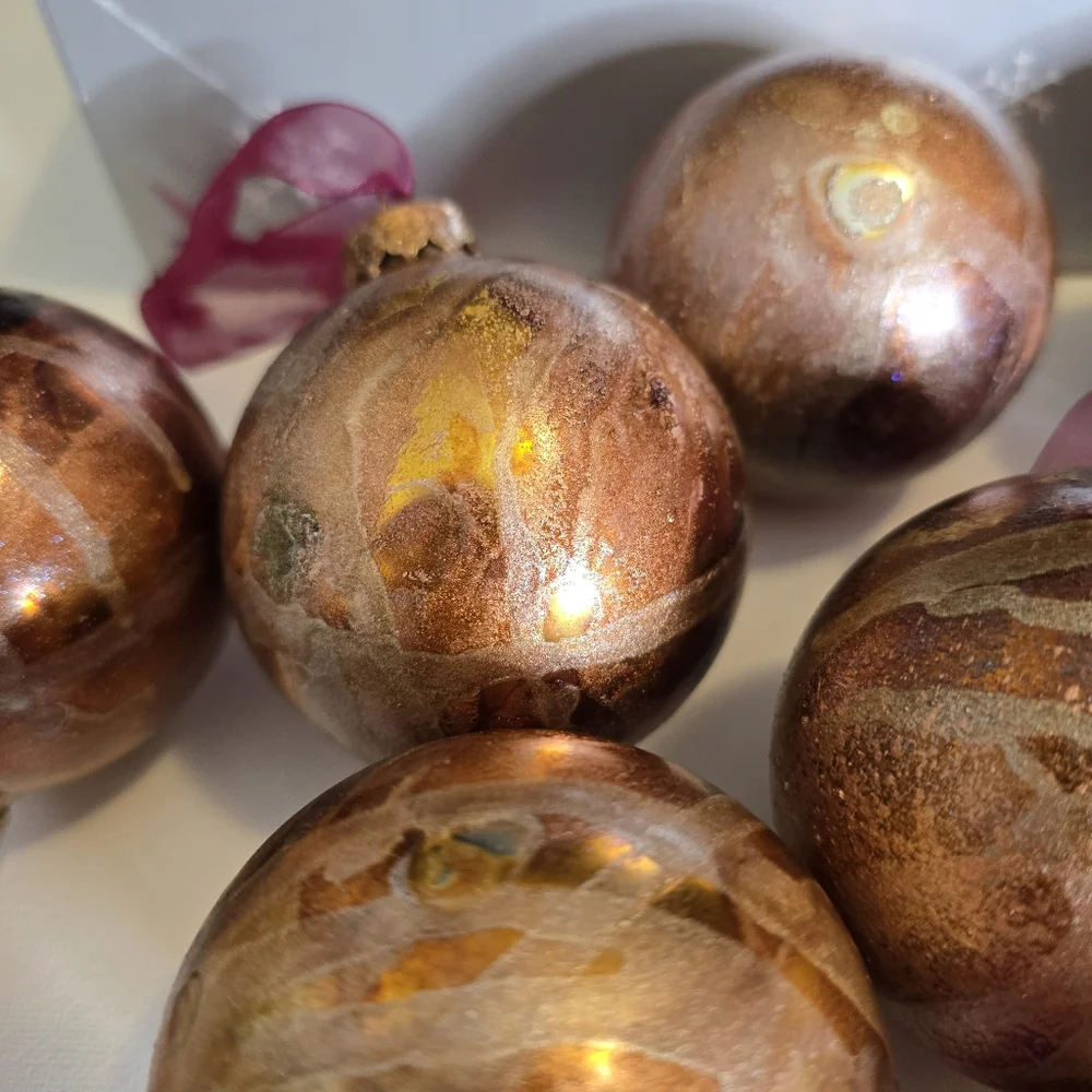 9 HANDCRAFTED Glass Ornaments HANDPAINTED Holiday Decorations Christmas Decor